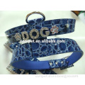 2.5cm Width PU Leather Crocodile Blue DIY Dog Pet Harnesses and Leashes with Rhinestone Slide Letters Charms